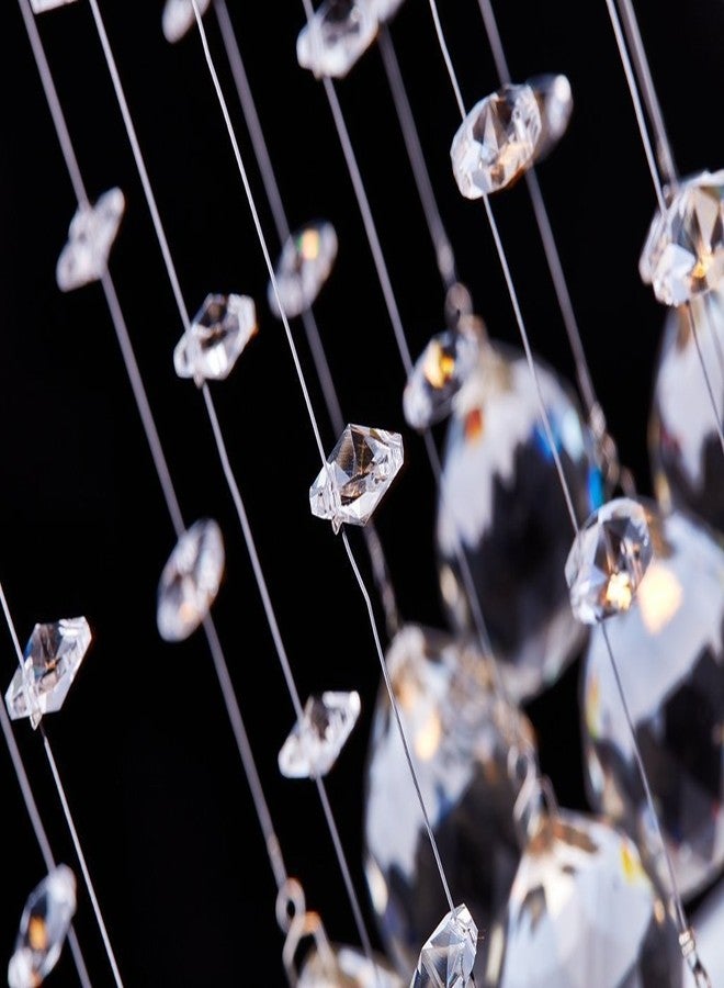 CRYSTA WORLD 4-Lights Modern Chandelier K9 Crystal Chandelier Light Fixture,Modern Flush Mount Ceiling Light Fixtures Raindrop Chandelier for Bedroom,Dining Room,Living Room,H16 x D14 - Image 5